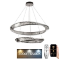 LED Dimbare kristallen hanglamp aan een snoer LED/90W/230V 3000-6500K glanzend chroom + afstandsbediening