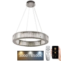 LED dimbare kristallen hanglamp aan kabel LED/40W/230V 3000-6500K glanzend chroom + afstandsbediening