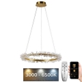 LED dimbare kristallen hanglamp aan kabel LED/40W/230V 3000-6500K goud + afstandsbediening