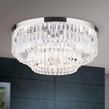 LED Dimbare kristallen plafondlamp PRISM LED/80W/230V Ø 55 cm glanzend chroom