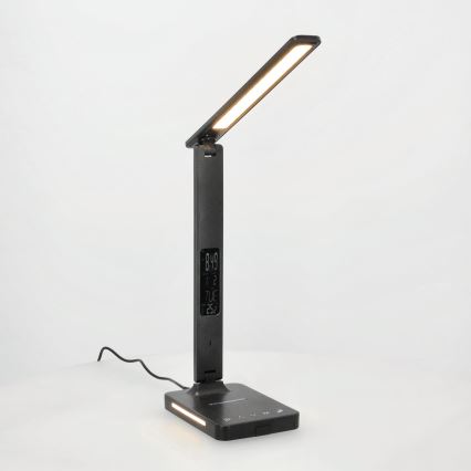 LED dimbare tafel lamp met draadloos opladen QI, scherm en USB-poort LED/7W/230V 3000-6000K zwart
