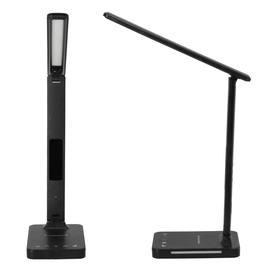 LED dimbare tafel lamp met draadloos opladen QI, scherm en USB-poort LED/7W/230V 3000-6000K zwart