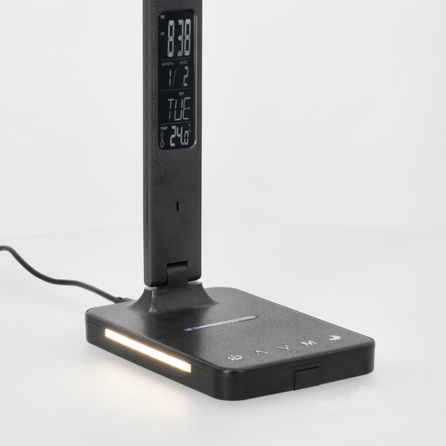 LED dimbare tafel lamp met draadloos opladen QI, scherm en USB-poort LED/7W/230V 3000-6000K zwart