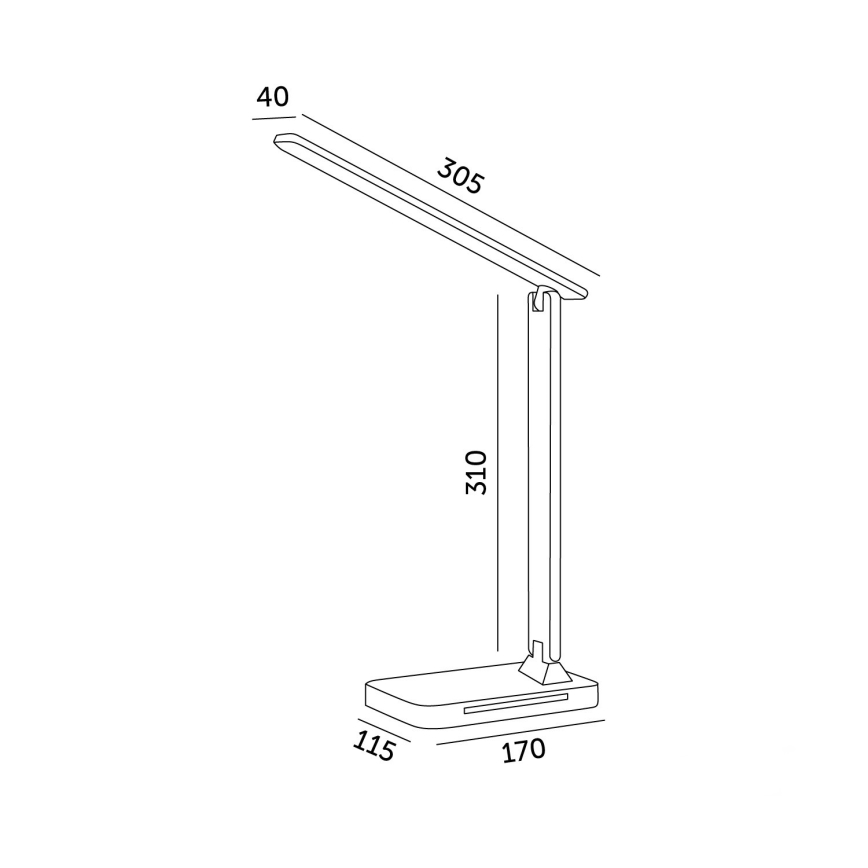 LED dimbare tafel lamp met draadloos opladen QI, scherm en USB-poort LED/7W/230V 3000-6000K wit