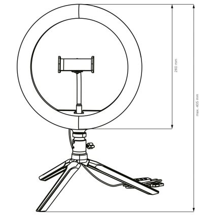 LED Dimbare lamp met statief en houder voor vloggen LED/10W/5V 2700-6500K