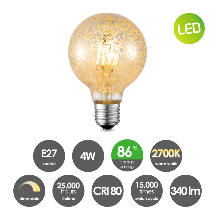 LED Dimbare lamp Vintage Edison G95 E27/4W/230V 2700K