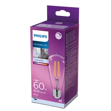 LED dimbare lamp VINTAGE Philips ST64 E27/7,2W/230V 4000K