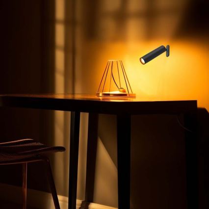 LED Dimbare magnetische oplaadbare bureaulamp 3-in-1 LED/3W/5V 4000K 1500 mAh zwart