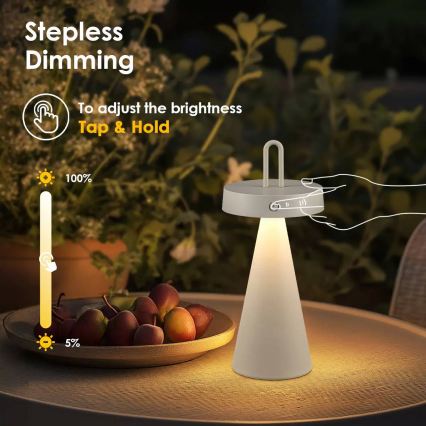Dimbare oplaadbare LED-buitentafellamp met aanraakbediening HALO LED/1,5W/3,7V 3000 mAh IP44 grijs