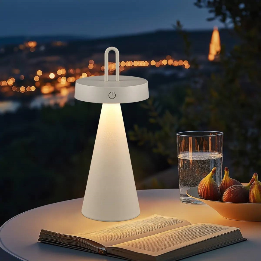 Dimbare oplaadbare LED-buitentafellamp met aanraakbediening HALO LED/1,5W/3,7V 3000 mAh IP44 grijs