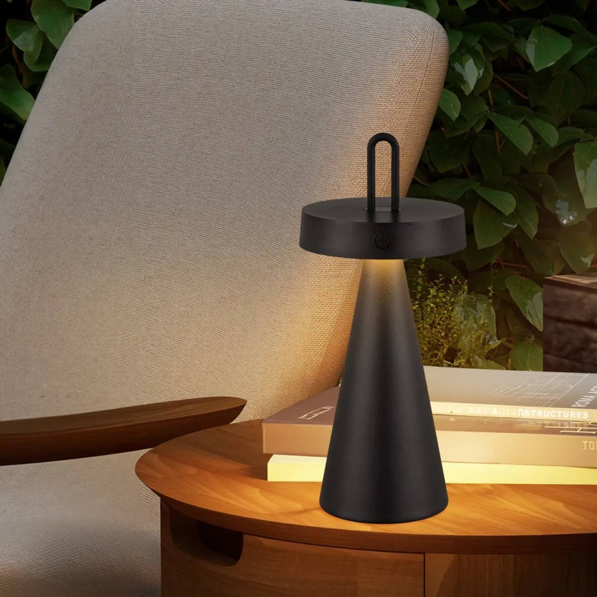 LED-dimbare oplaadbare tafellamp met aanraakbediening voor buiten HALO LED/1,5W/3,7V 3000 mAh IP44 zwart