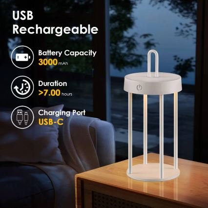 Dimbare oplaadbare tafellamp met aanraakbediening voor buiten GENTLE LED/1,5W/3,7V 3000 mAh IP44 wit