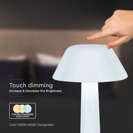 LED Dimbare Oplaadbare Touch Tafellamp LED/1W/5V 3000-6000K 1800 mAh wit