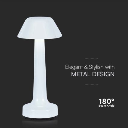 LED Dimbare Oplaadbare Touch Tafellamp LED/1W/5V 3000-6000K 1800 mAh wit