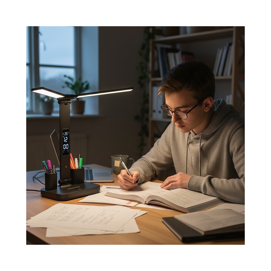 Dimbare oplaadbare LED-tafellamp NOBLITE P LED/5W/5V 3000/4000/6000K 2200 mAh zwart