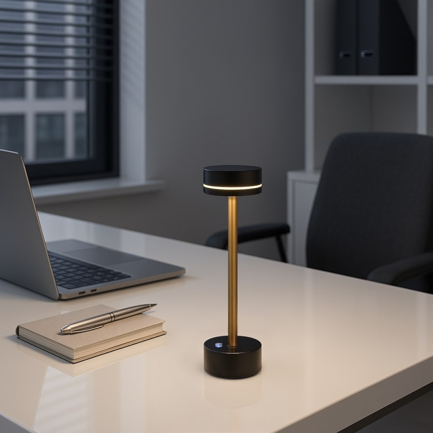 LED dimbare oplaadbare bureaulamp SAM LED/5W/5V 3600 mAh zwart/goud