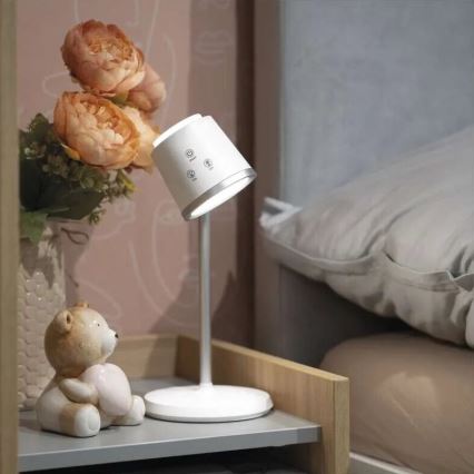 LED Dimbare oplaadbare tafellamp 4in1 LED/6W/3,7V 3000K/4000K/6500K 1500mAh wit