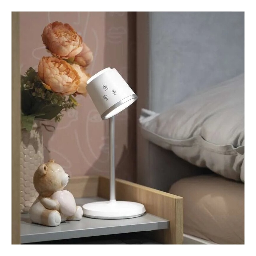 LED Dimbare oplaadbare tafellamp 4in1 LED/6W/3,7V 3000K/4000K/6500K 1500mAh wit