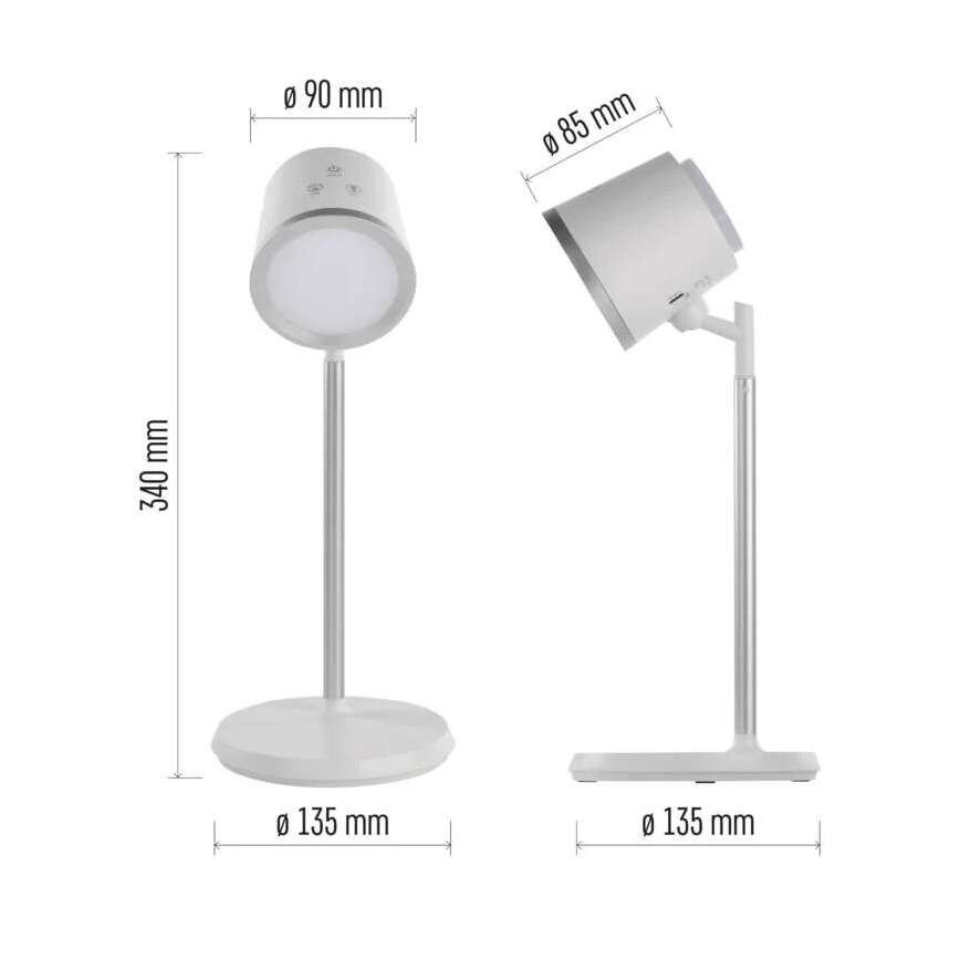 LED Dimbare oplaadbare tafellamp 4in1 LED/6W/3,7V 3000K/4000K/6500K 1500mAh wit