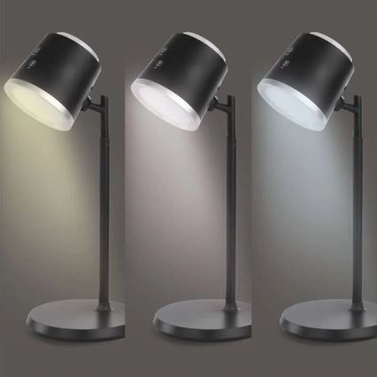 LED Dimbare oplaadbare tafellamp 4in1 LED/6W/3,7V 3000K/4000K/6500K 1500mAh zwart