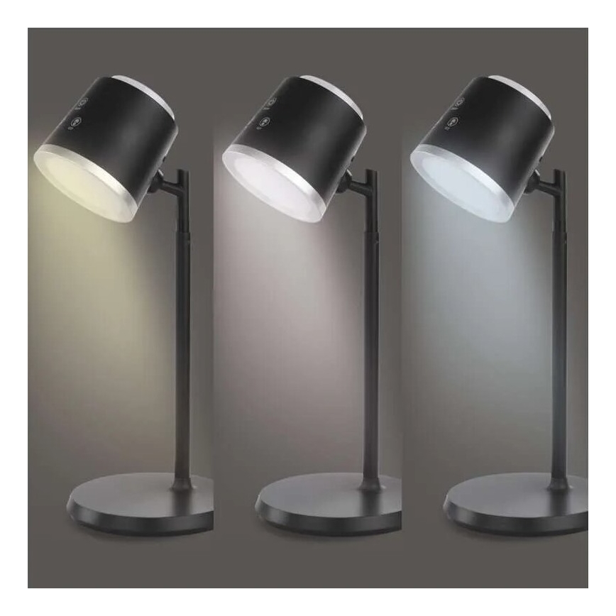 LED Dimbare oplaadbare tafellamp 4in1 LED/6W/3,7V 3000K/4000K/6500K 1500mAh zwart