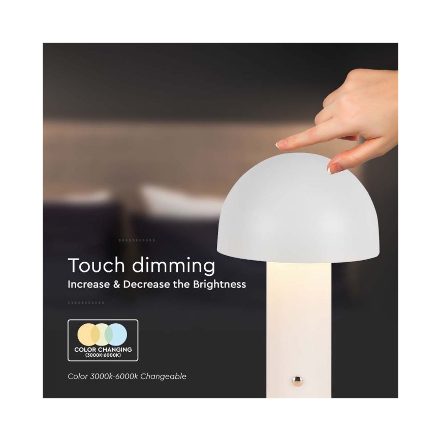 LED Dimbare oplaadbare touch tafellamp LED/1W/5V 3000-6000K 1800 mAh wit