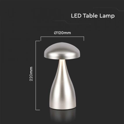 LED Dimbare oplaadbare touch tafellamp LED/1W/5V 3000-6000K 1800 mAh zilver