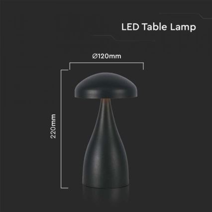 LED Dimbare oplaadbare touch tafellamp LED/1W/5V 3000-6000K 1800 mAh zwart