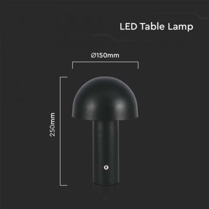 LED Dimbare oplaadbare touch tafellamp LED/1W/5V 3000-6000K 1800 mAh zwart