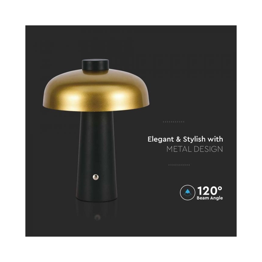 LED Dimbare oplaadbare touch tafellamp LED/3W/5V 3000-6000K 1800 mAh zwart/goud