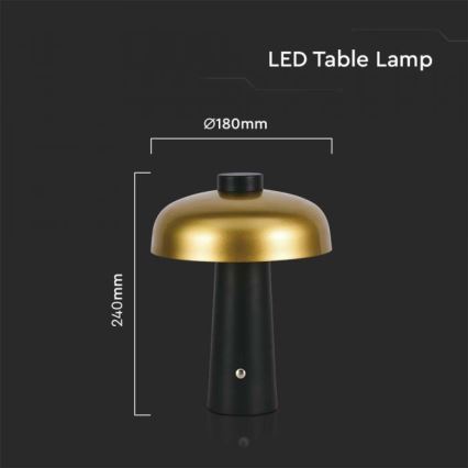 LED Dimbare oplaadbare touch tafellamp LED/3W/5V 3000-6000K 1800 mAh zwart/goud