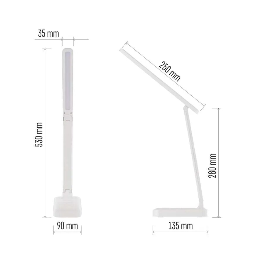 LED Dimbare oplaadbare tafellamp LED/5W/3,7V 3000K/4000K/6500K 800mAh wit