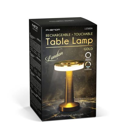 Dimbare oplaadbare LED-tafellamp LONDON LED/2W/5V 2700K/4000K/6500K 400 mAh goudkleurig