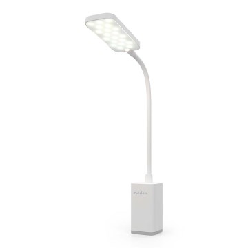 LED-dimbare oplaadbare tafellamp met aanraakbediening, flexibele arm en klem, 5W LED / 1200 mAh, wit