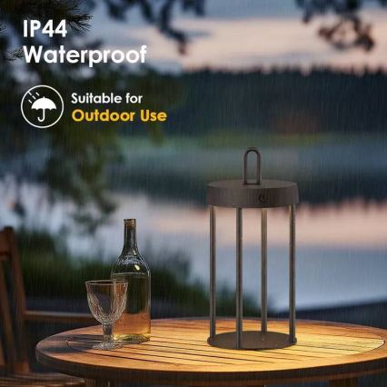 LED dimbare oplaadbare buitentafellamp met aanraakbediening GENTLE LED/1,5W/3,7V 3000 mAh IP44 zwart
