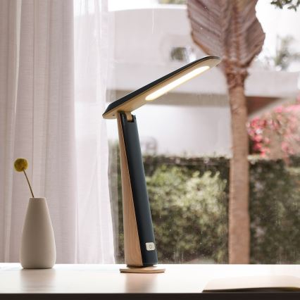 TOP LED dimbare oplaadbare tafellamp 4W/5V 1800 mAh 3000/4000/5000K bruin/zwart