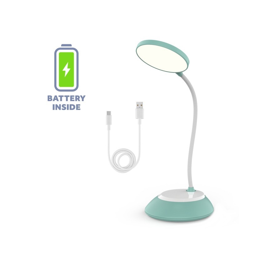 LED Dimbare oplaadbare tafellamp VISUA LED/5W/5V 3000-5000K 1200 mAh turquoise