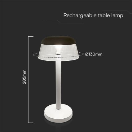 LED Dimbare oplaadbare touch tafellamp LED/3W/5V 3000-6000K 1800 mAh wit