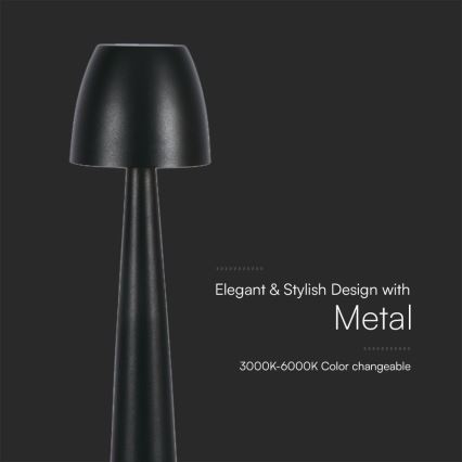 LED Dimbare oplaadbare touch tafellamp LED/3W/5V 3000-6000K 1800 mAh zwart