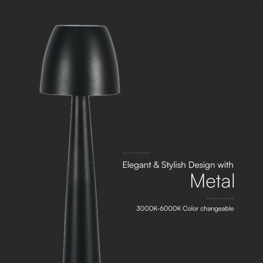 LED Dimbare oplaadbare touch tafellamp LED/3W/5V 3000-6000K 1800 mAh zwart