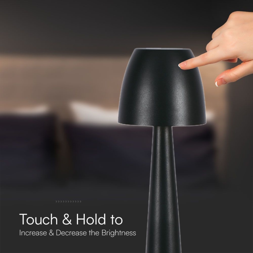 LED Dimbare oplaadbare touch tafellamp LED/3W/5V 3000-6000K 1800 mAh zwart