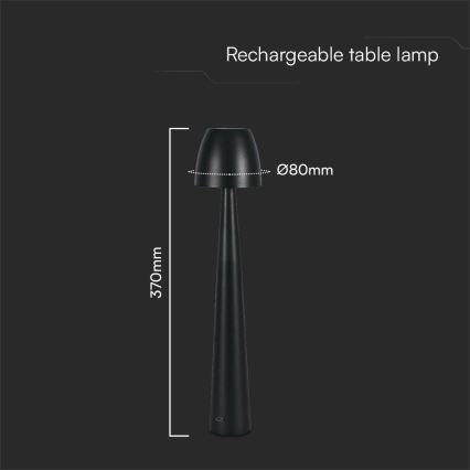 LED Dimbare oplaadbare touch tafellamp LED/3W/5V 3000-6000K 1800 mAh zwart