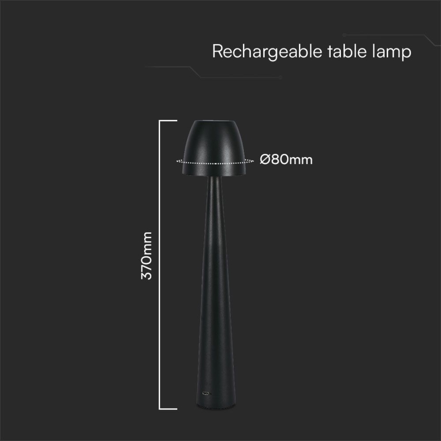 LED Dimbare oplaadbare touch tafellamp LED/3W/5V 3000-6000K 1800 mAh zwart
