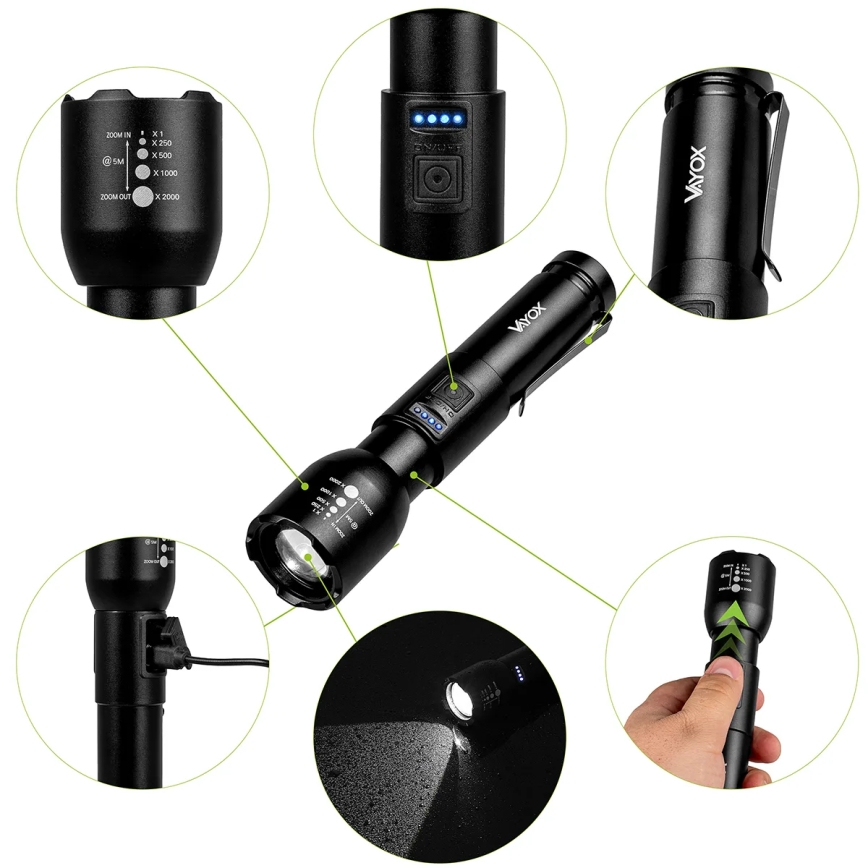 LED Dimbare Oplaadbare Zaklamp LED/20W/5V IPX4 800 lm 2000 mAh
