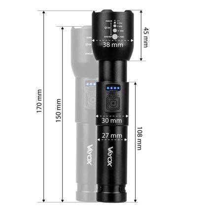 LED Dimbare Oplaadbare Zaklamp LED/20W/5V IPX4 800 lm 2000 mAh