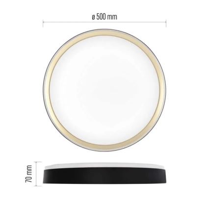 LED-dimbare plafondlamp ILVI LED/45W/230V 2700–6500K Ø 50 cm zwart/messing + afstandsbediening