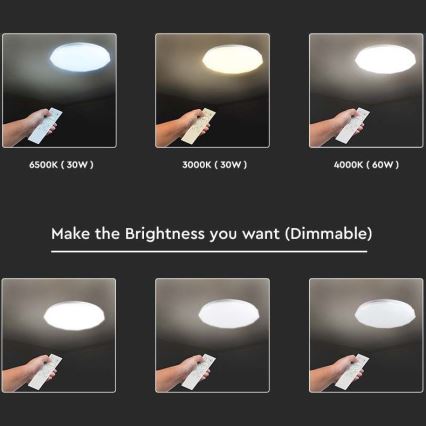 Dimbare LED-plafondlamp LED/60W/230V 3000K/4000K/6500K Ø 50 cm + afstandsbediening