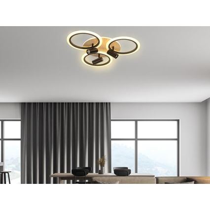 LED Dimbaar plafondlamp LED/70W/230V 3000-6500K zwart/bruin + afstandsbediening