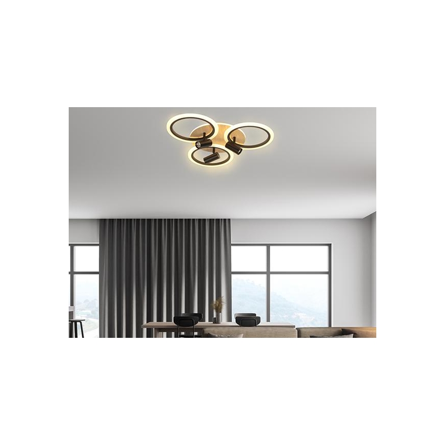 LED Dimbaar plafondlamp LED/70W/230V 3000-6500K zwart/bruin + afstandsbediening