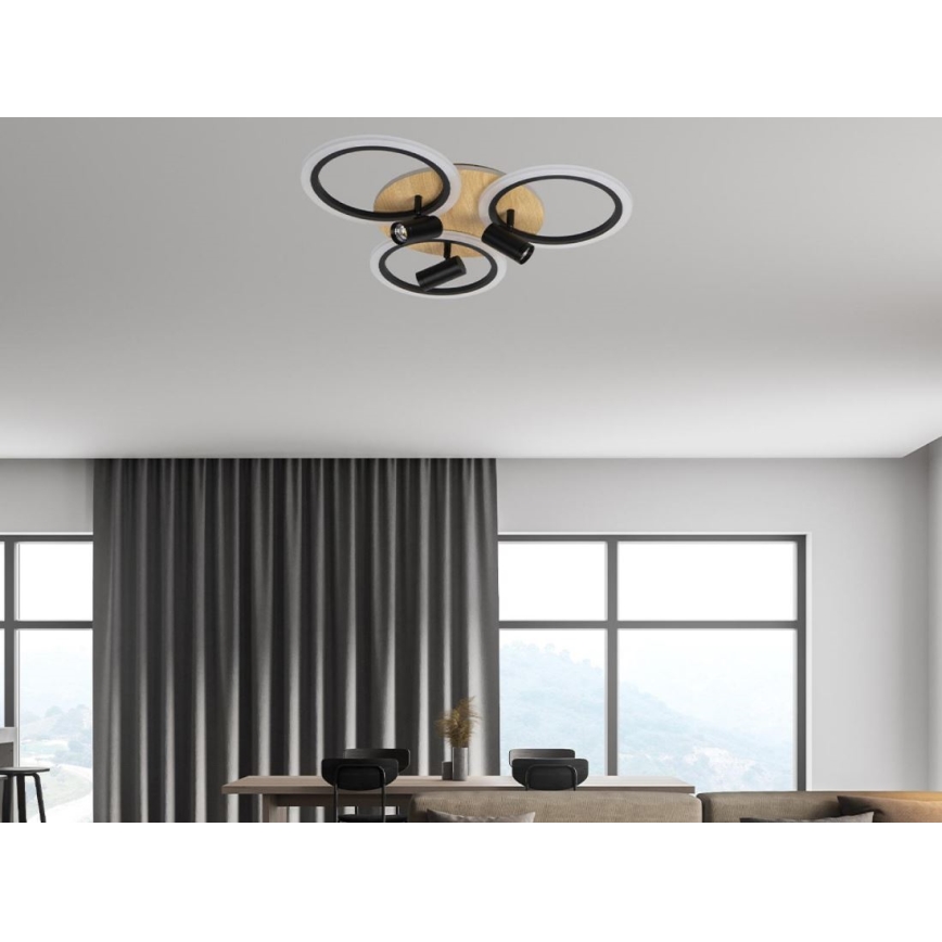 LED Dimbaar plafondlamp LED/70W/230V 3000-6500K zwart/bruin + afstandsbediening